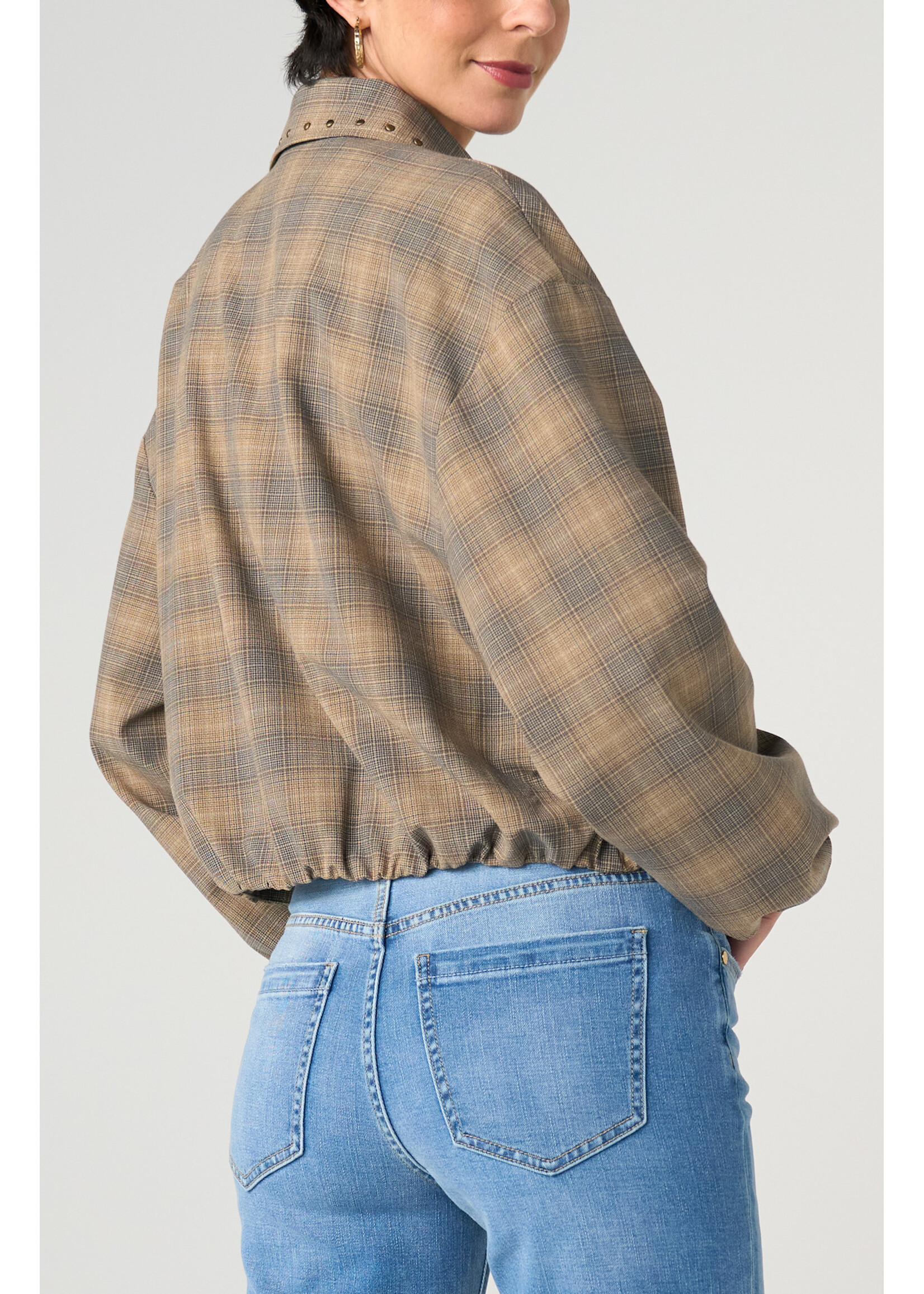 Liverpool LP Plaid Bubble Hem Jacket