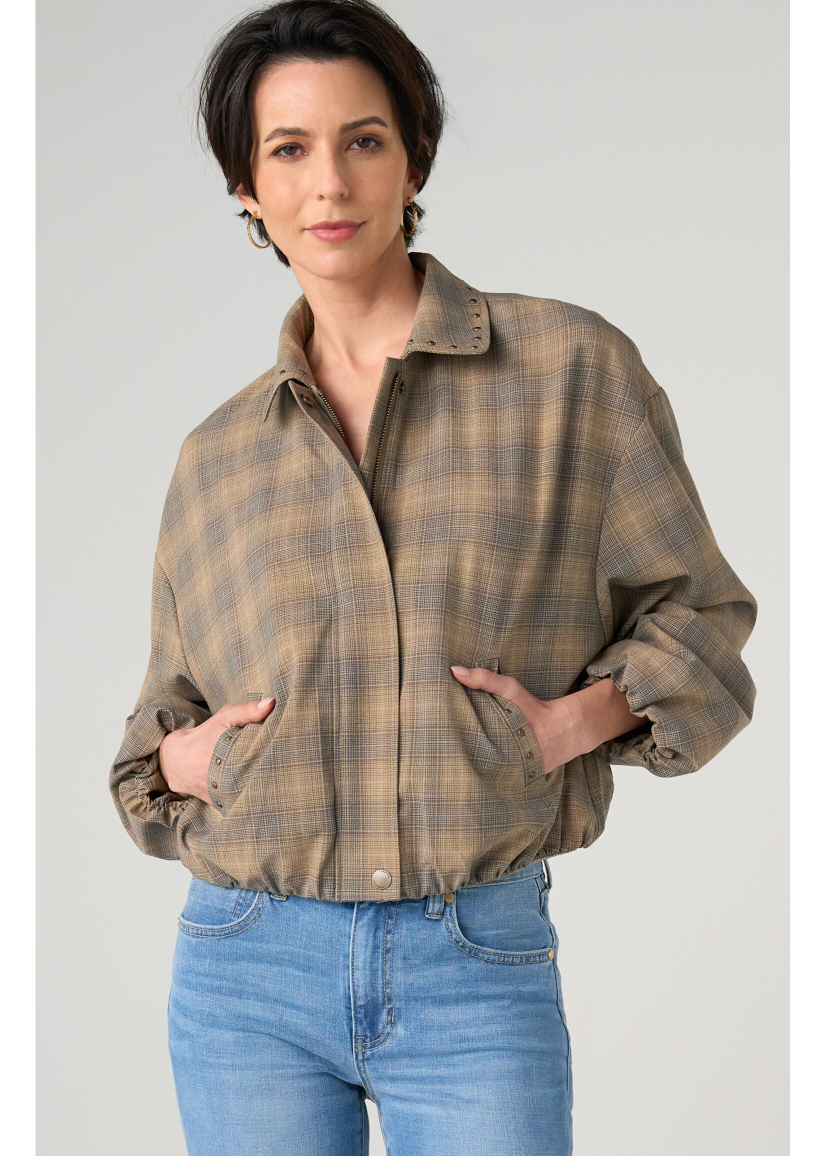 Liverpool LP Plaid Bubble Hem Jacket