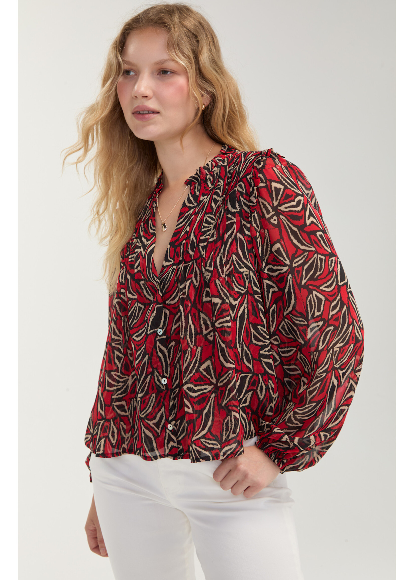 Liverpool LP Red Printed Blouse