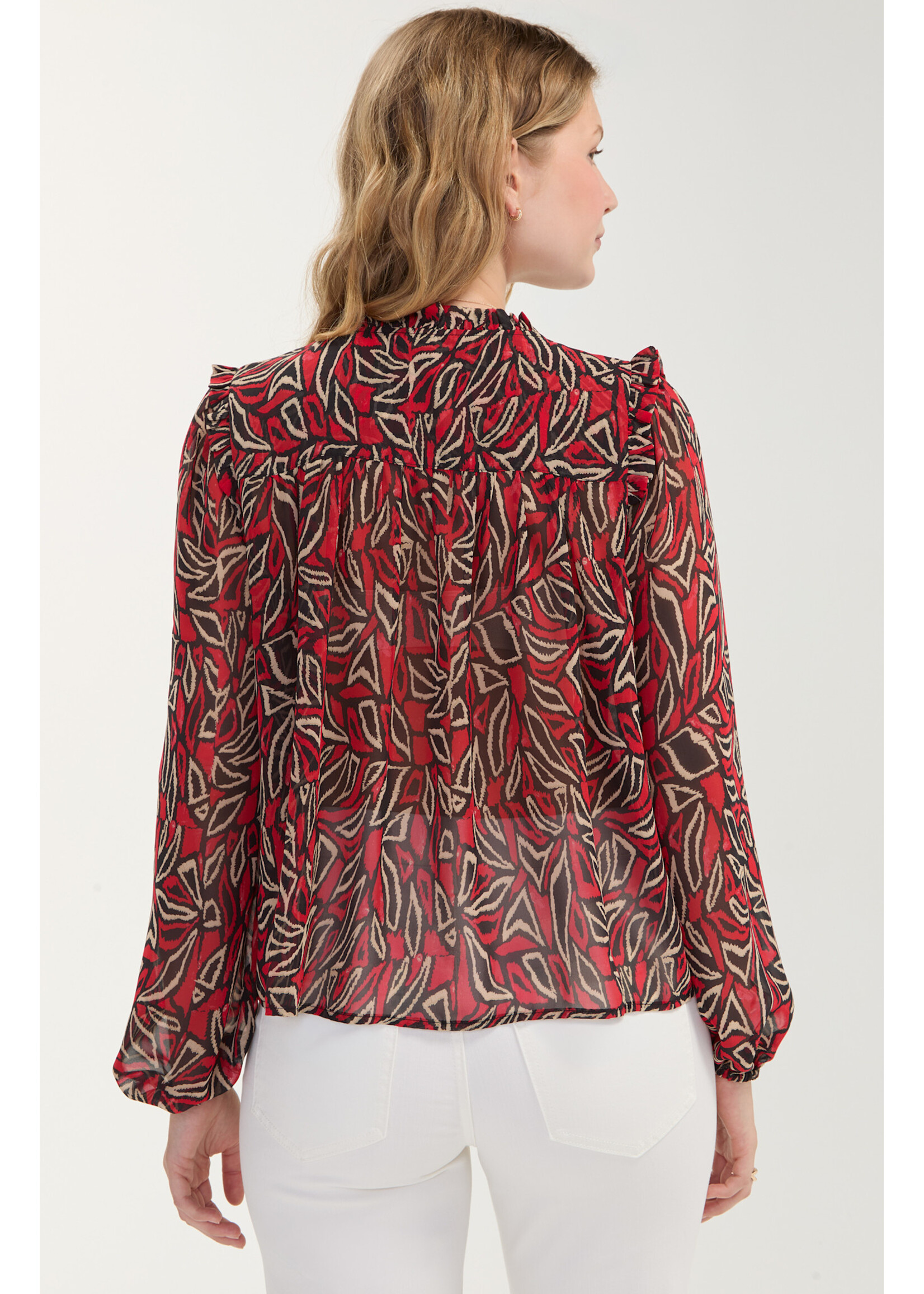 Liverpool LP Red Printed Blouse