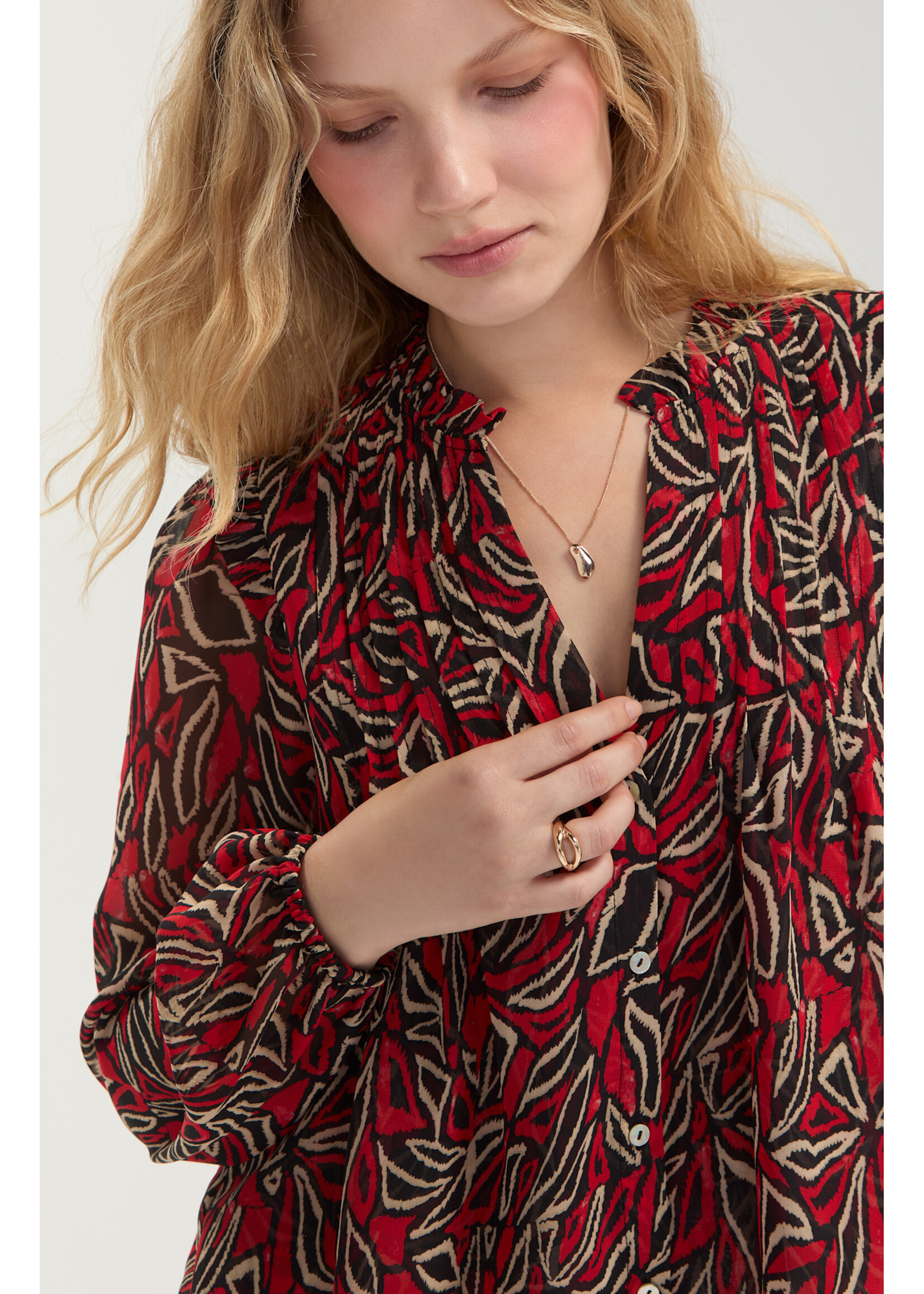 Liverpool LP Red Printed Blouse