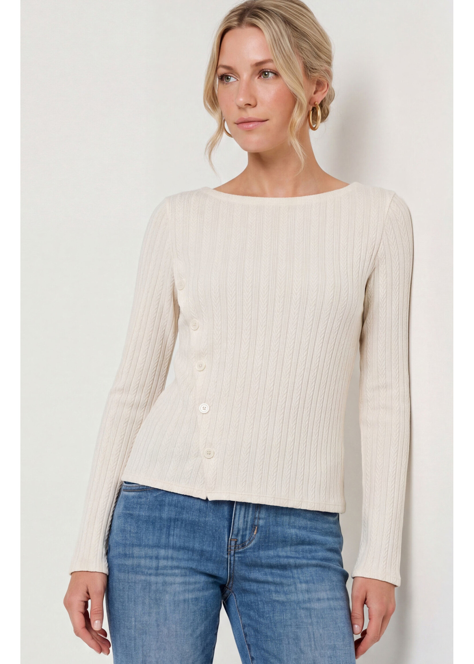 Liverpool LP  Cream Assymetrical Button Top