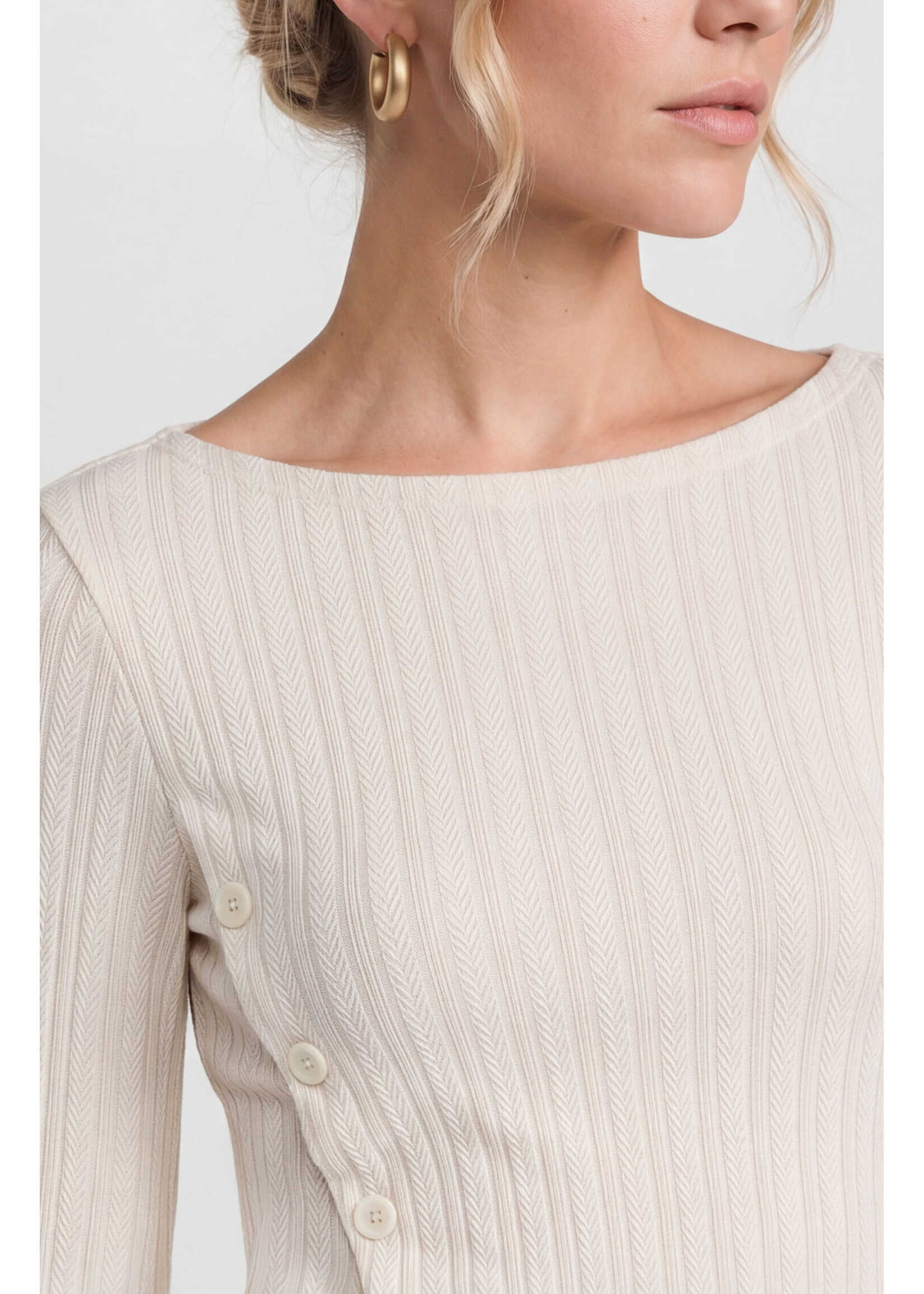 Liverpool LP  Cream Assymetrical Button Top