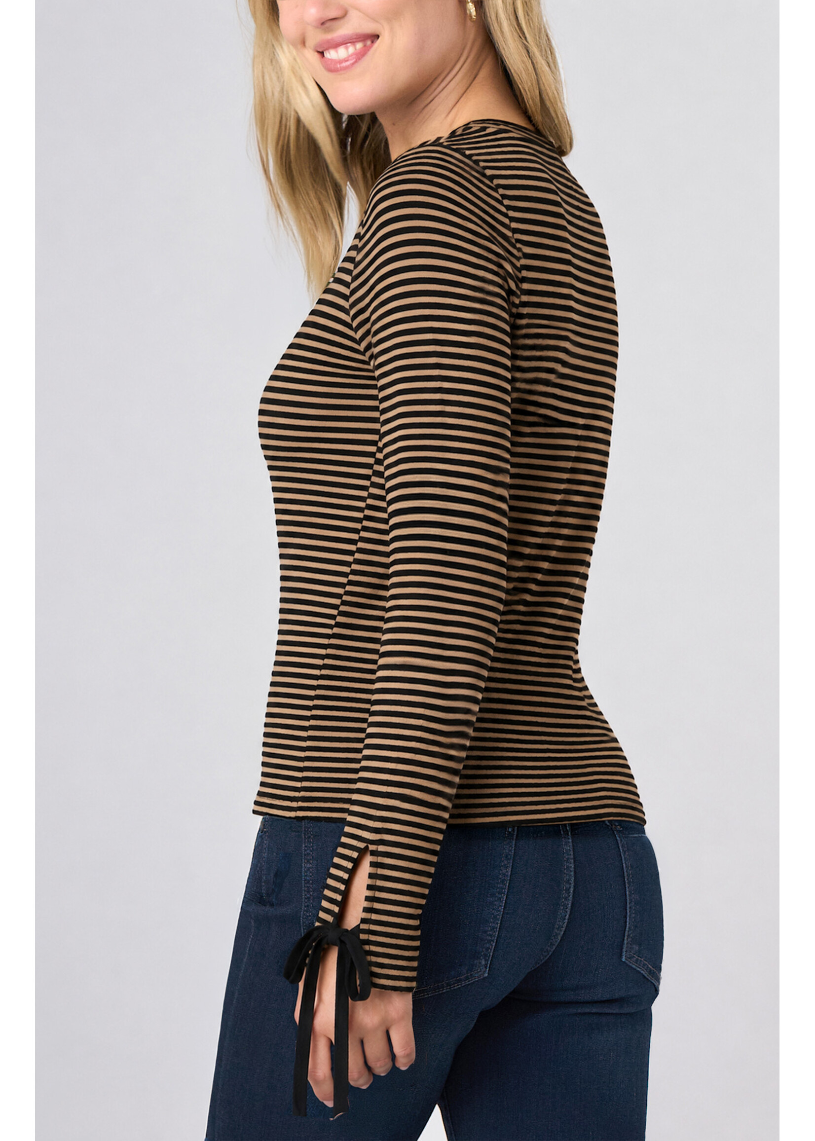 Liverpool LP Stripe Tie Slv Top