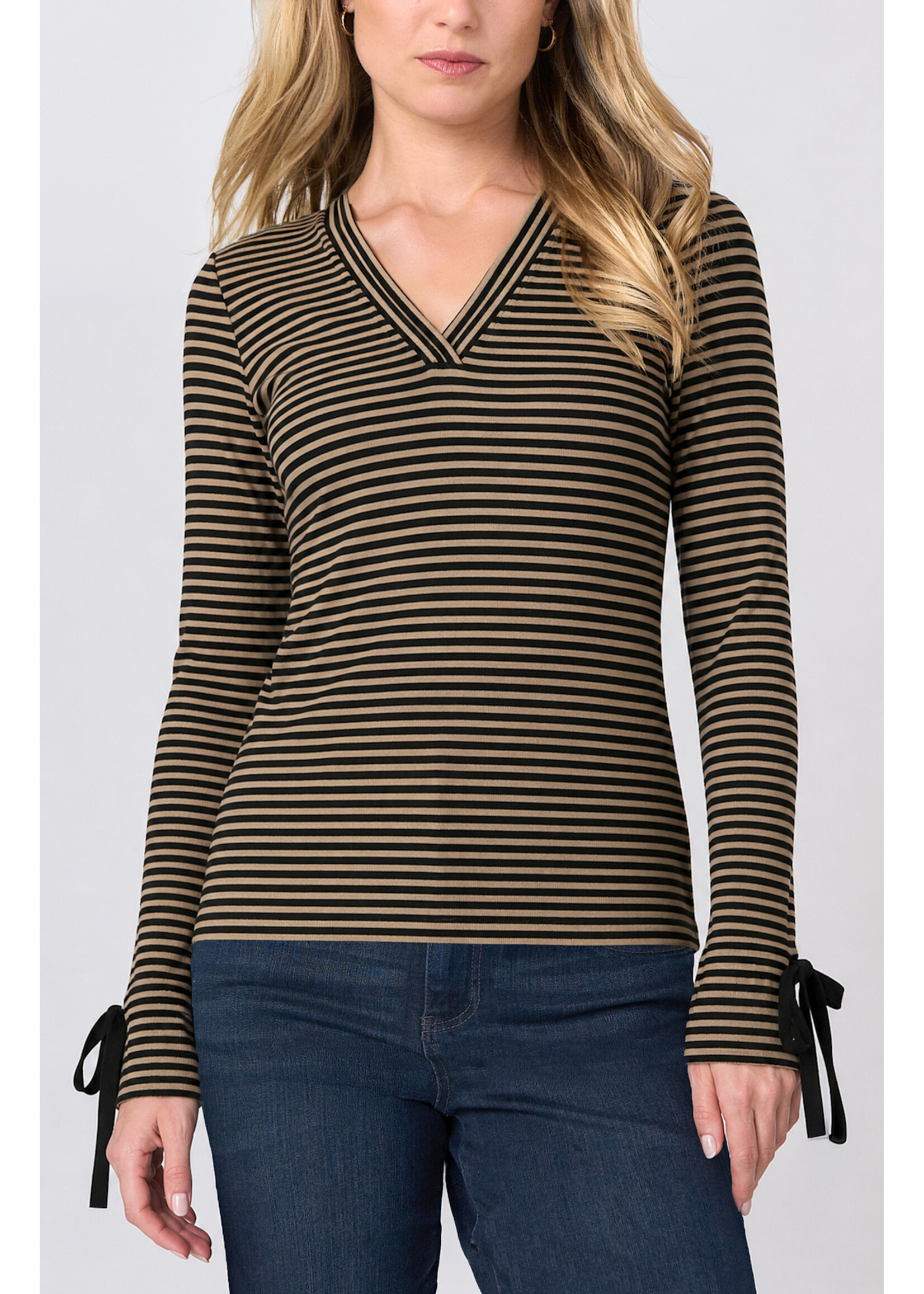 Liverpool LP Stripe Tie Slv Top
