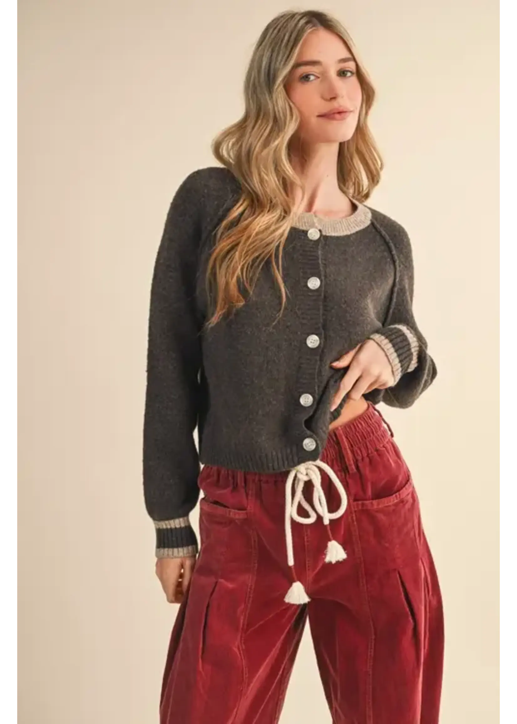 &Merci &Merci Two Tone Sweater Cardi
