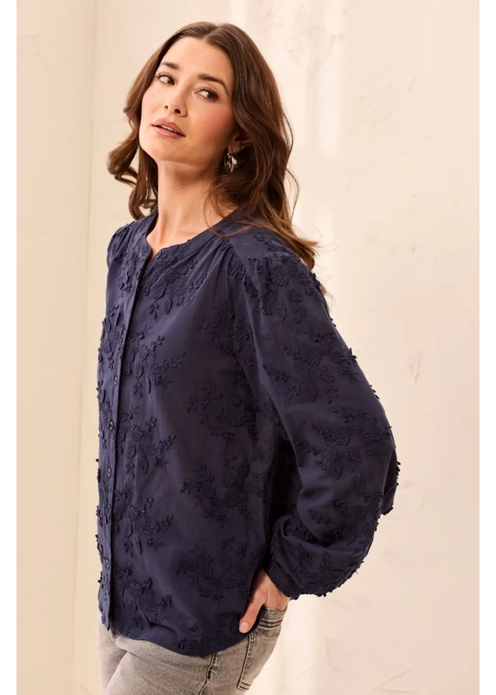 Tribal T L/S Button Front Blouse