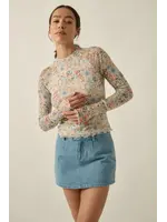 Promesa Floral Print Mesh Top