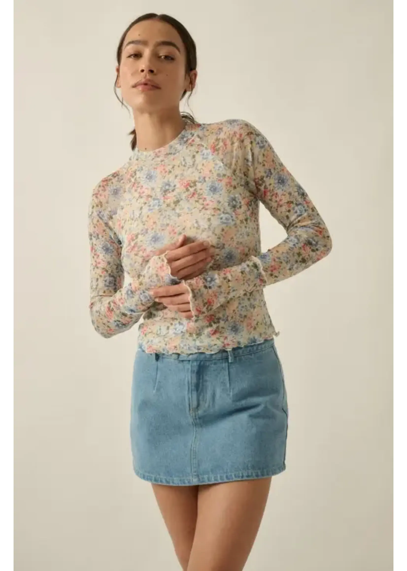 Promesa P Floral Print Mesh Top