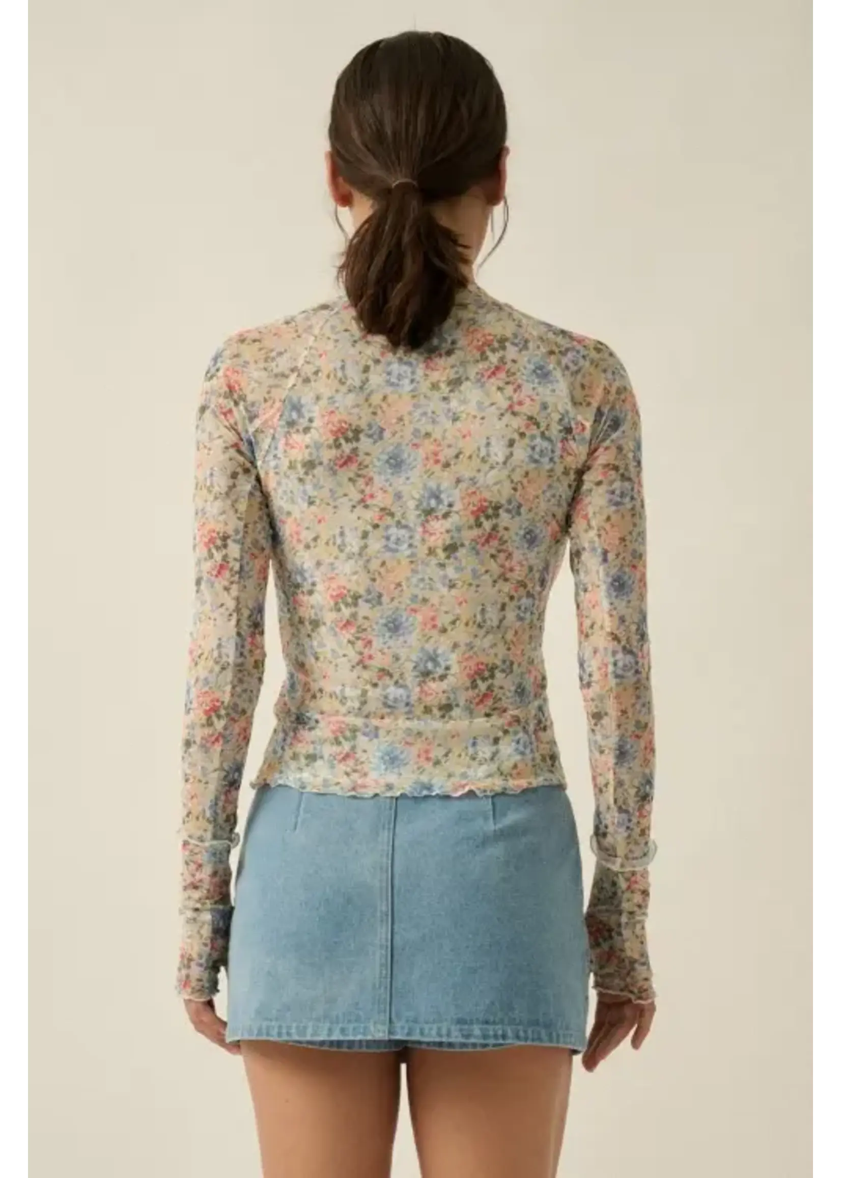 Promesa P Floral Print Mesh Top