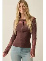 Promesa Ribbed Lace Henley Top