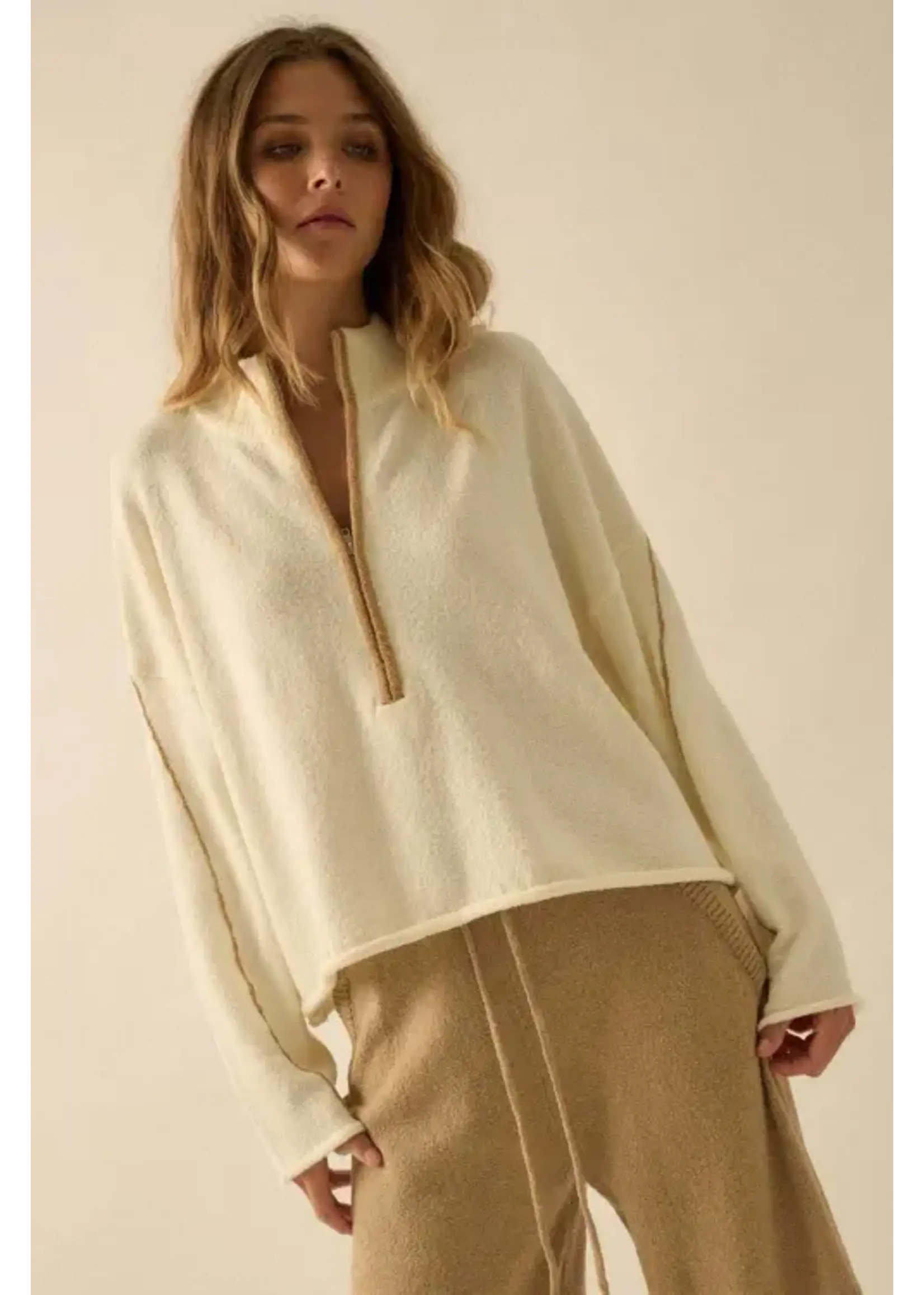 Promesa P Textured Knit Half-Zip Sweater