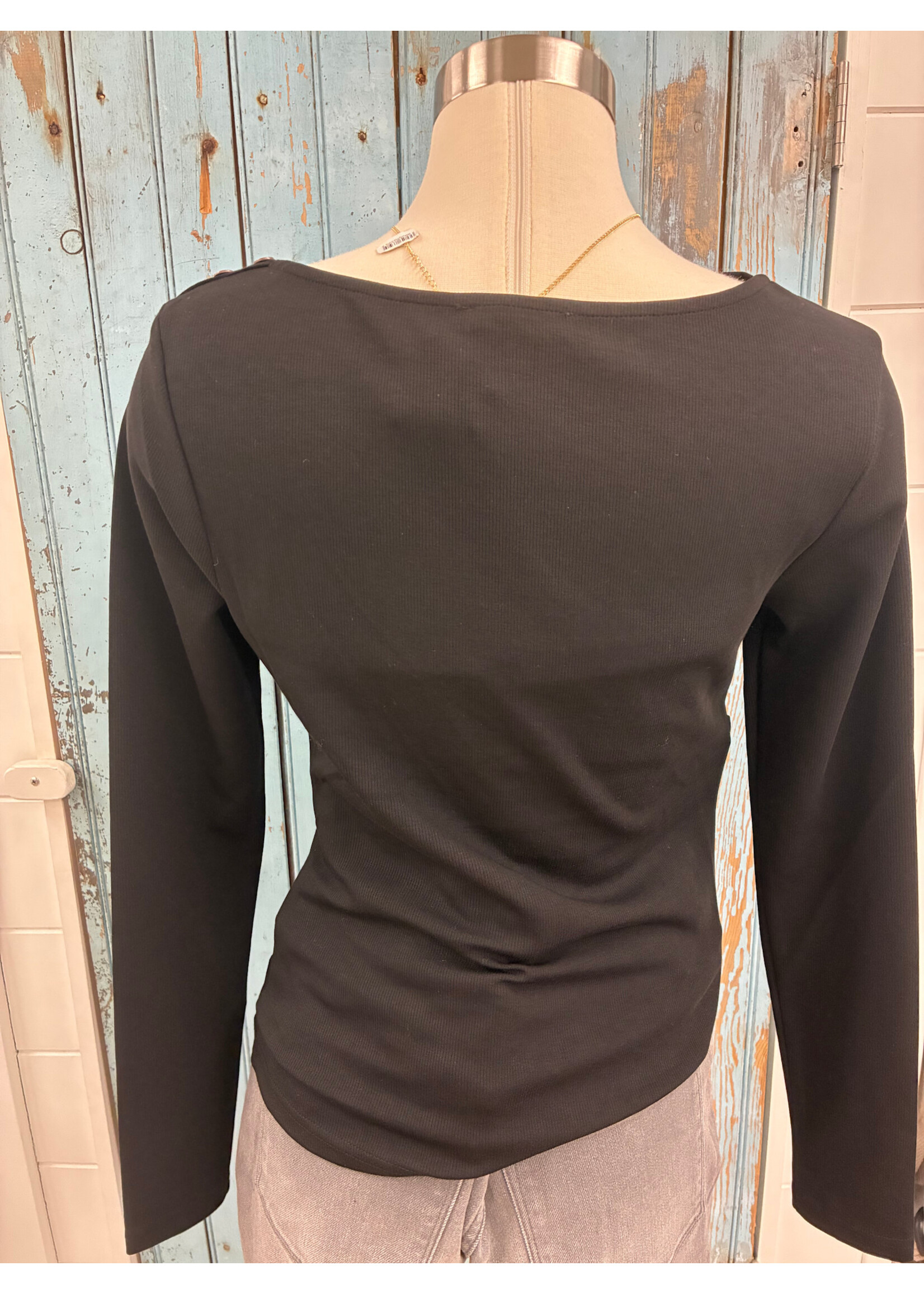 Mystree Myst Draped Buttoned Shoulder Top