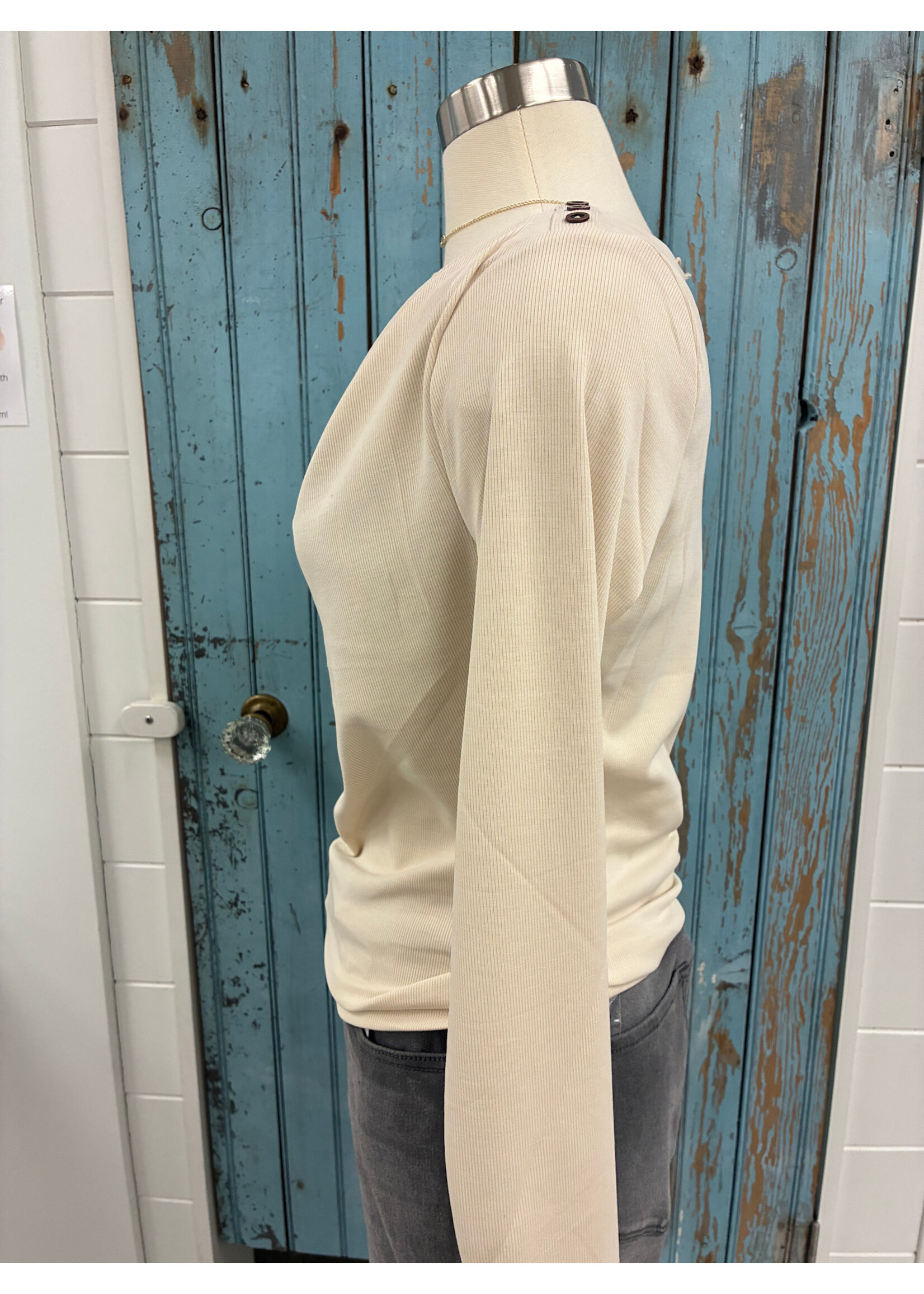 Mystree Myst Draped Buttoned Shoulder Top