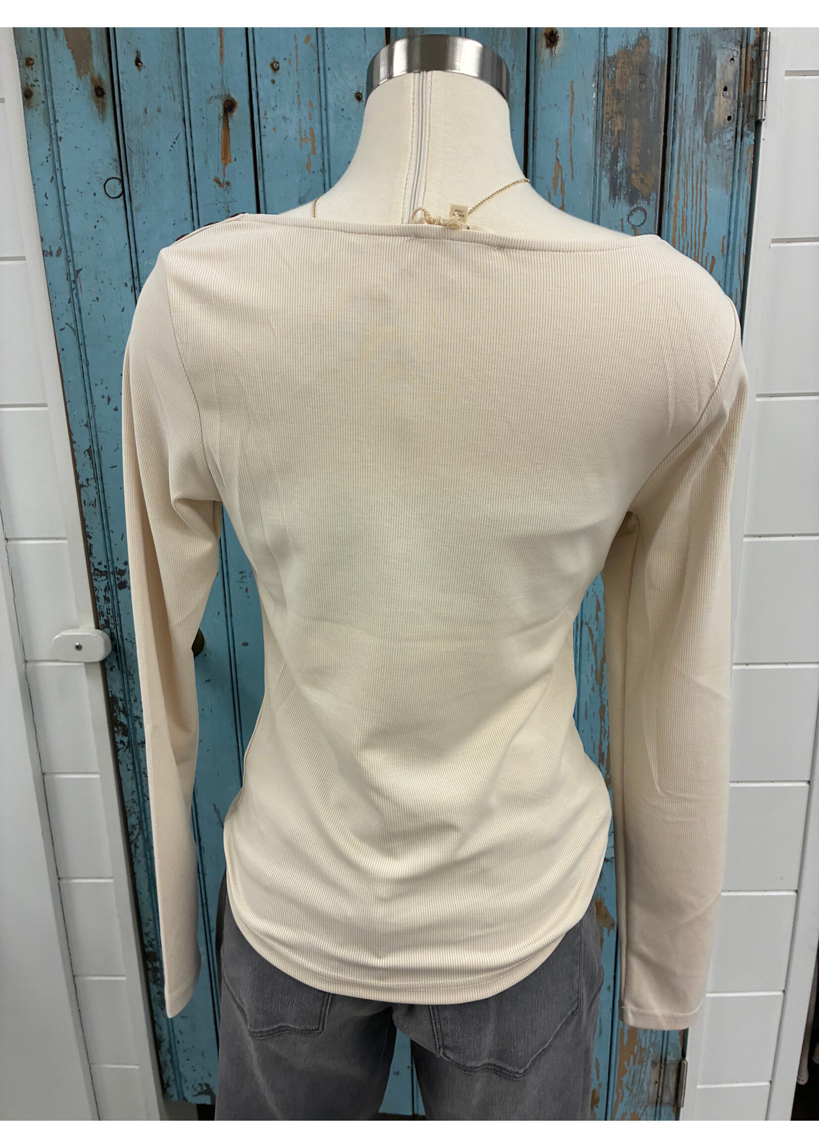Mystree Myst Draped Buttoned Shoulder Top