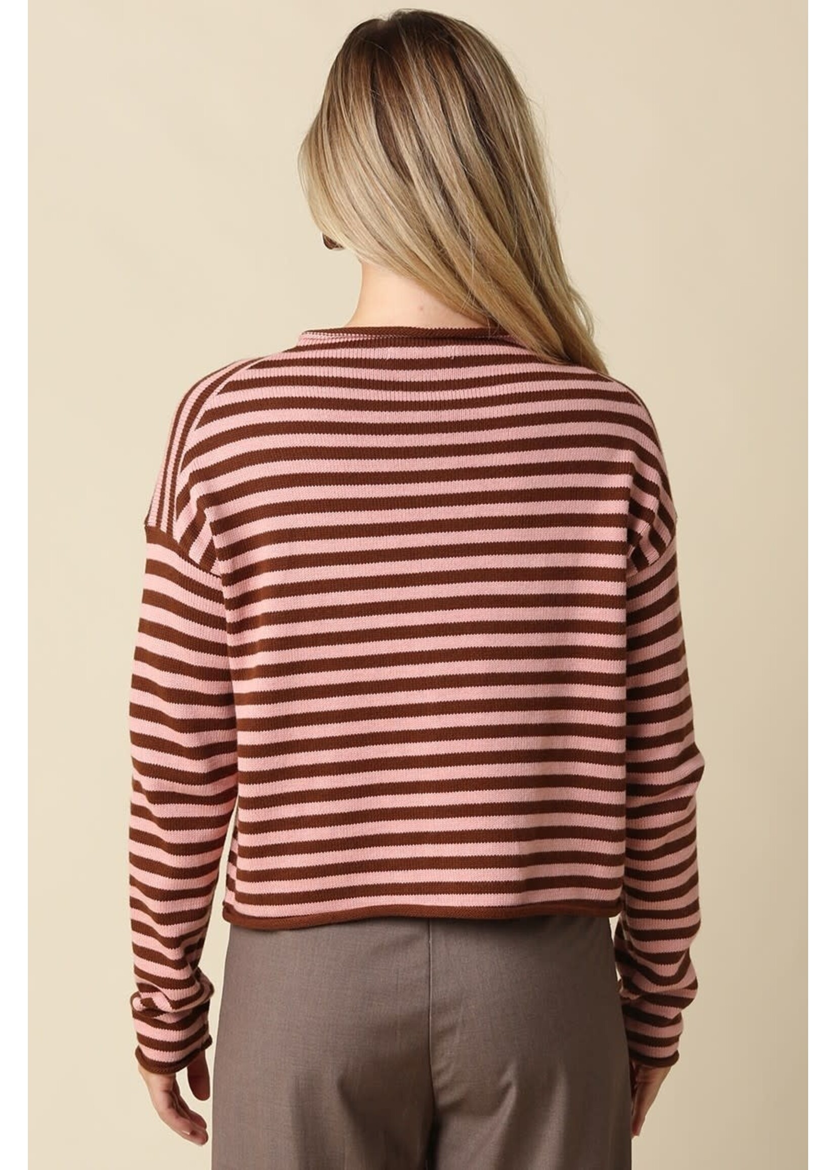olivaceous O Elina Striped  Collar Sweater