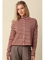 olivaceous Elina Striped  Collar Sweater