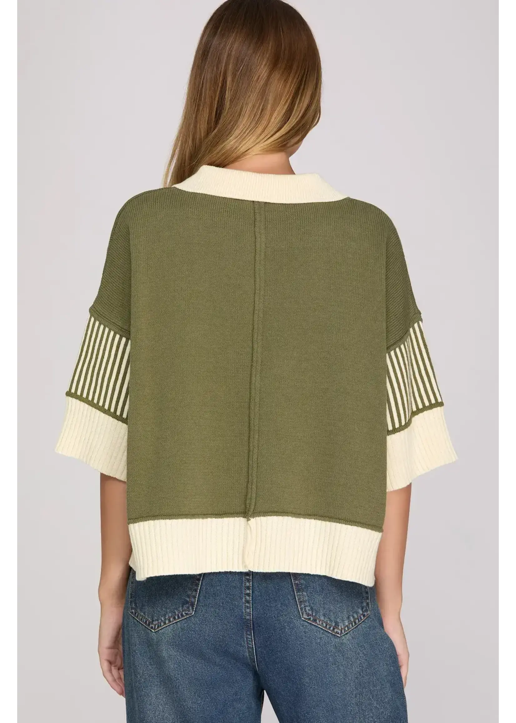 She & Sky S+S Half Sleeve Sweater Top