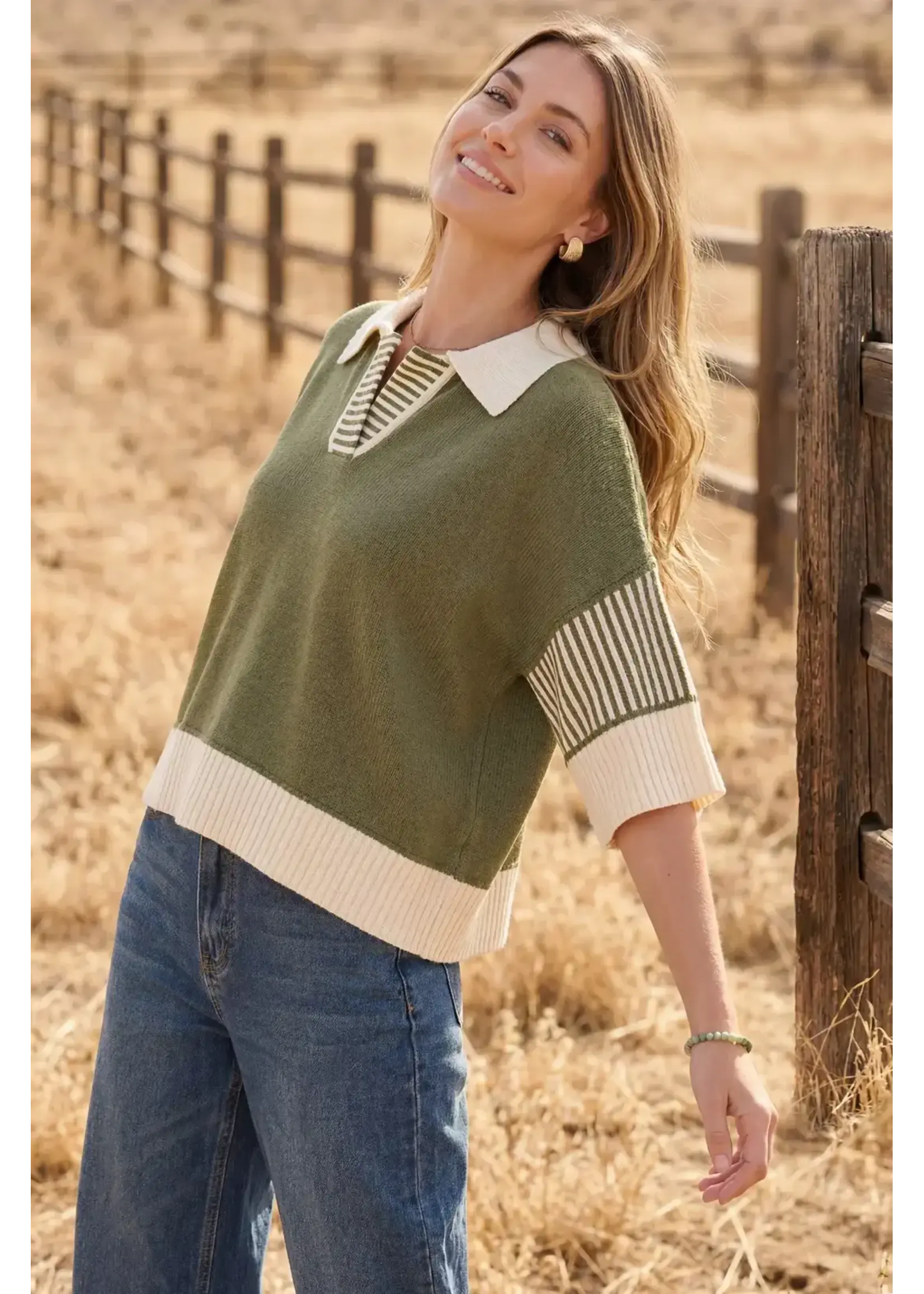 She & Sky S+S Half Sleeve Sweater Top
