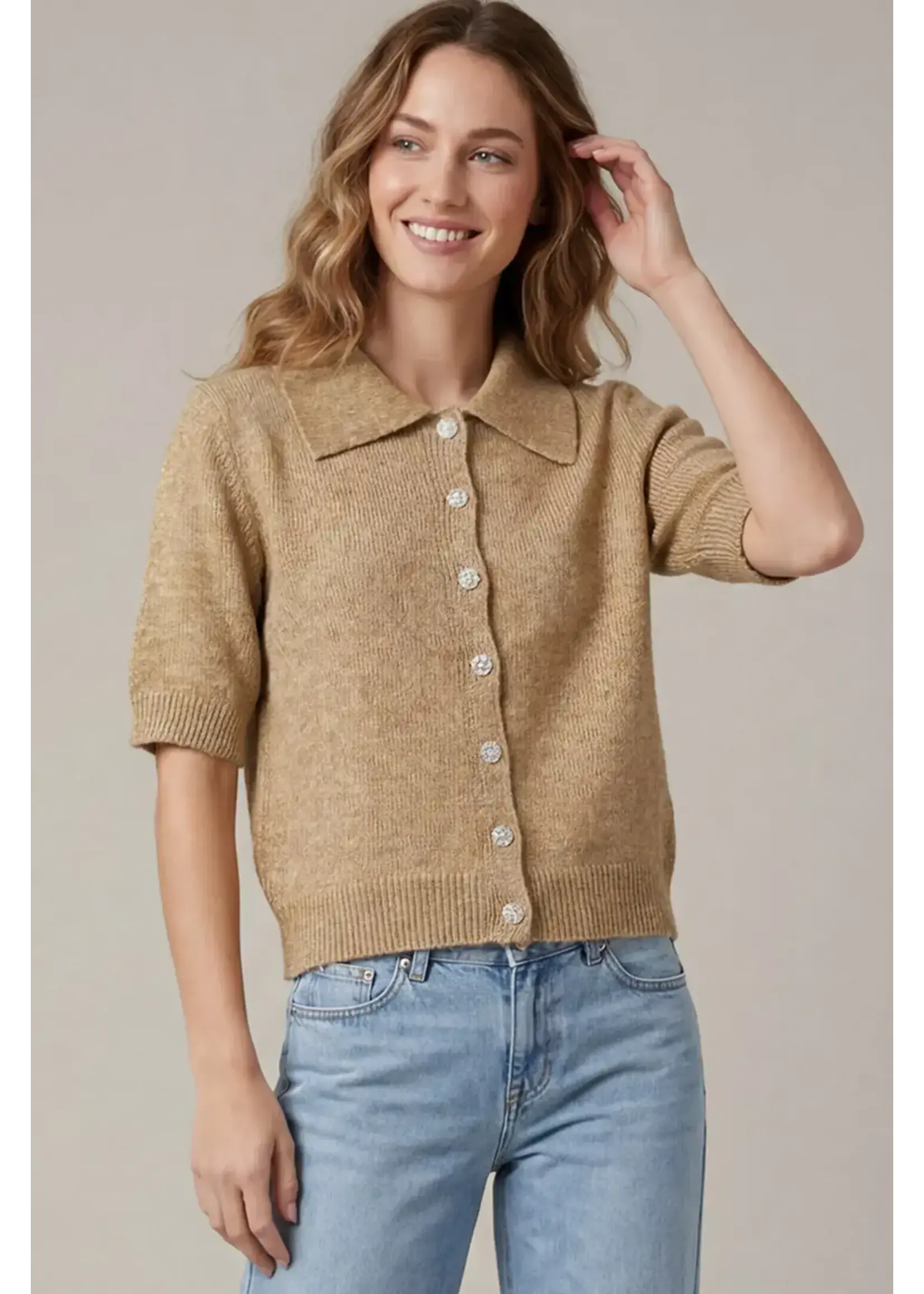 She & Sky S+S Half Slv Rhinestone Cardi