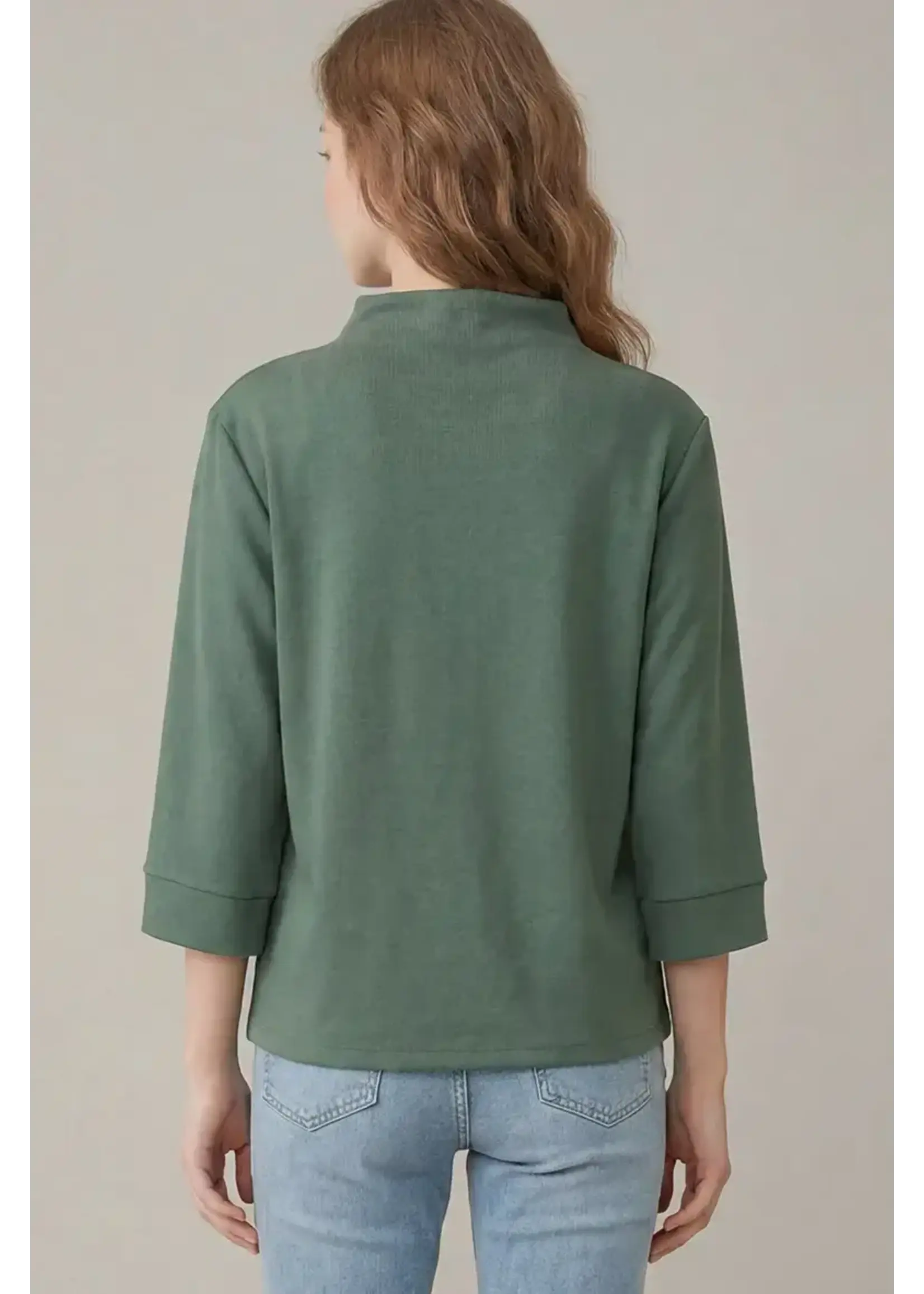 She & Sky S+S 3/4 Sleeve Knit Mock Neck