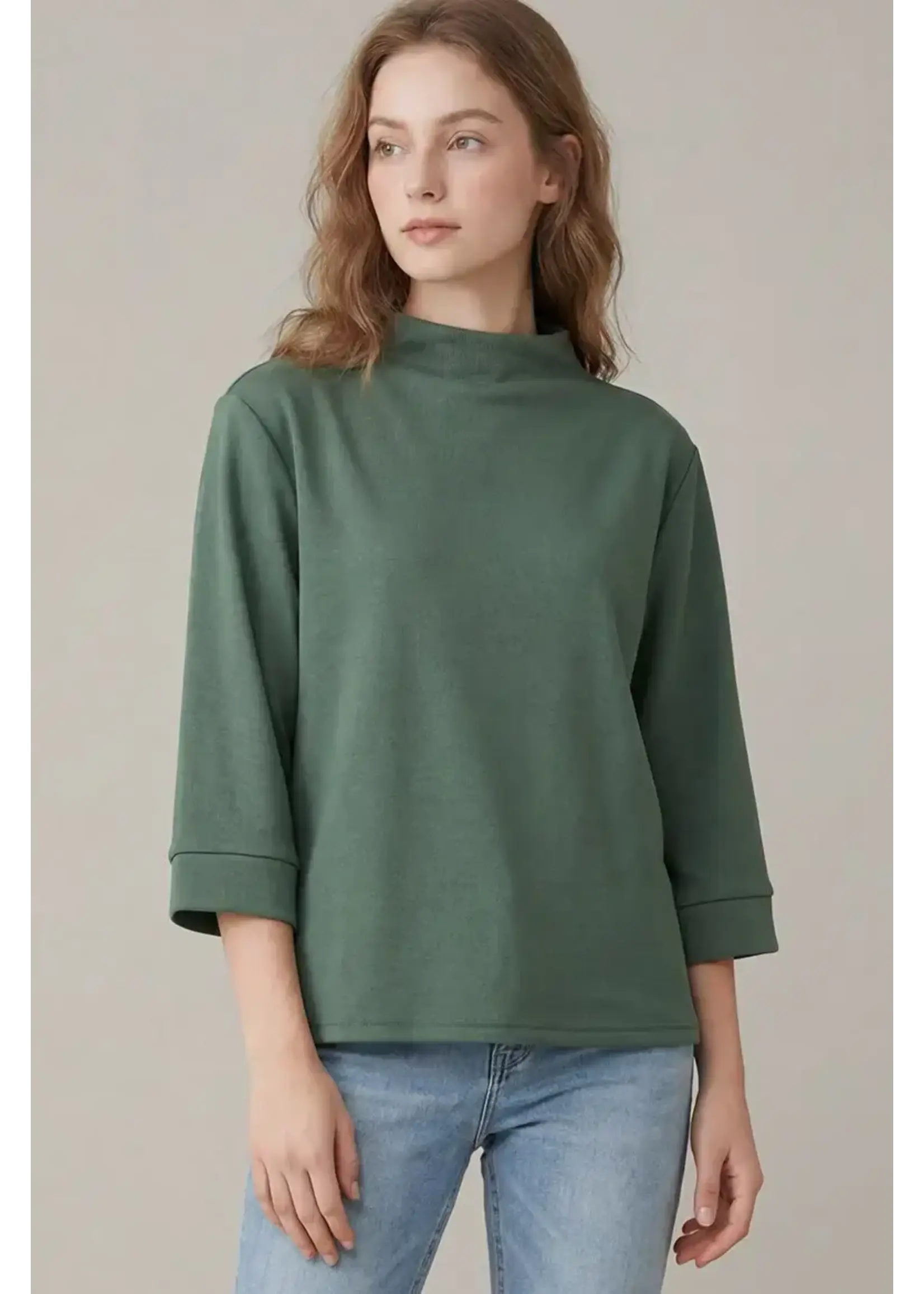 She & Sky S+S 3/4 Sleeve Knit Mock Neck