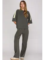 She & Sky Half Slv Scuba Knit Top