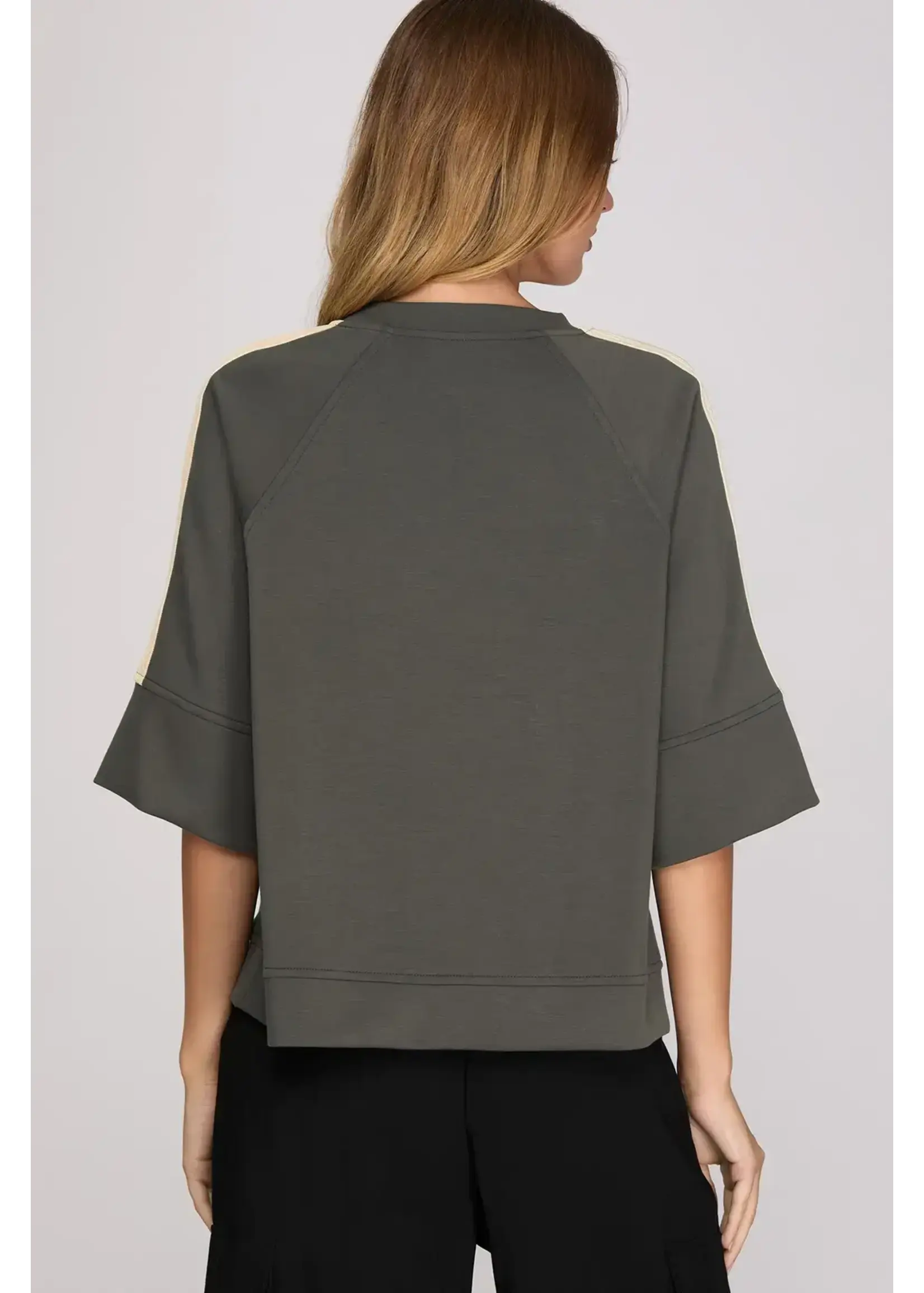 She & Sky S+S Half Slv Scuba Knit Top