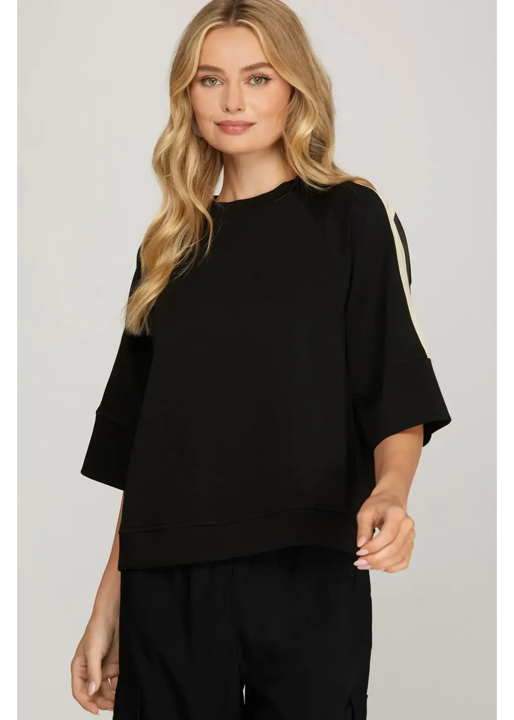 She & Sky S+S Half Slv Scuba Knit Top