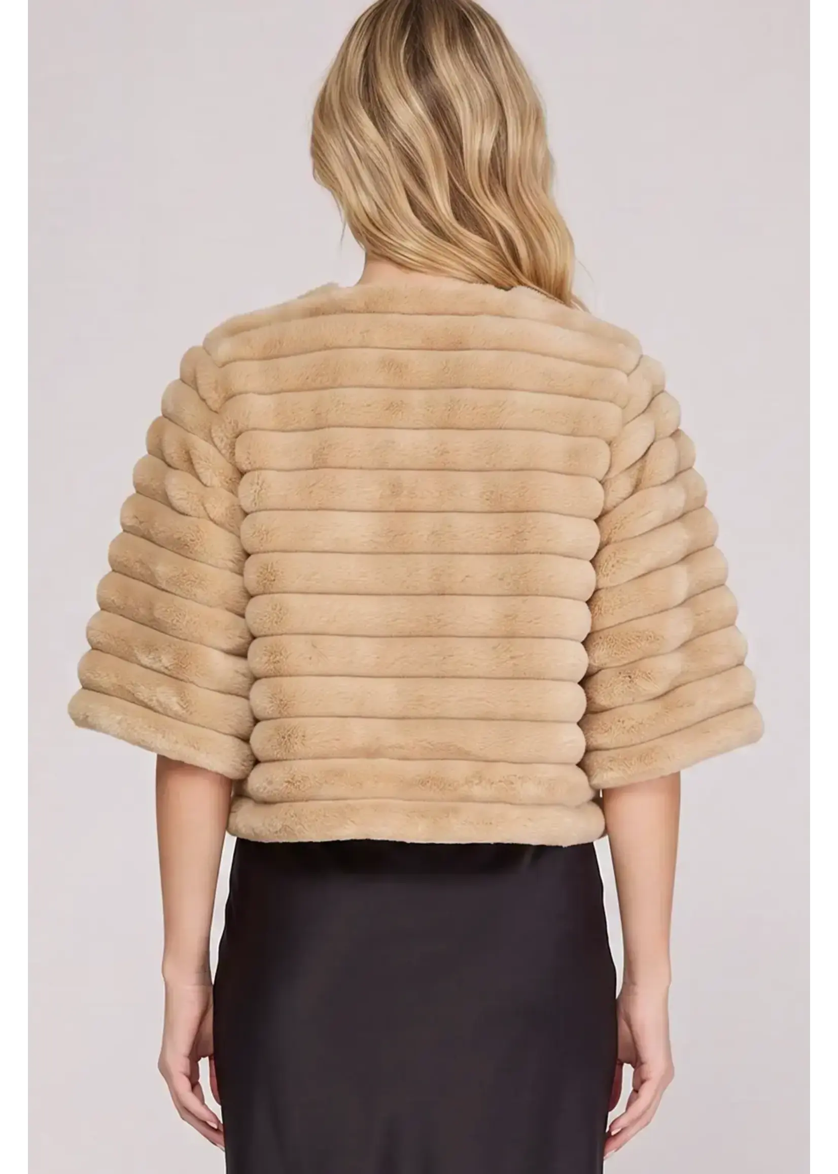 She & Sky S+S Half Slv Faux Fur Jacket