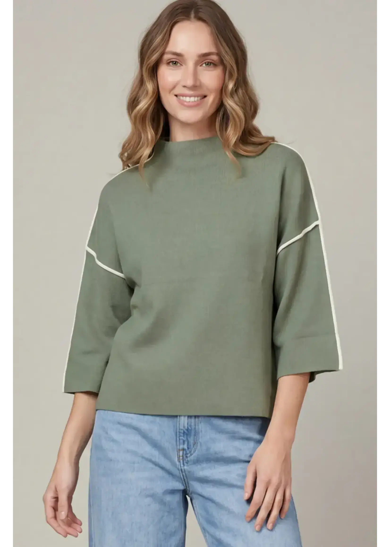 She & Sky S+S 3/4 Sleeve Mock Neck