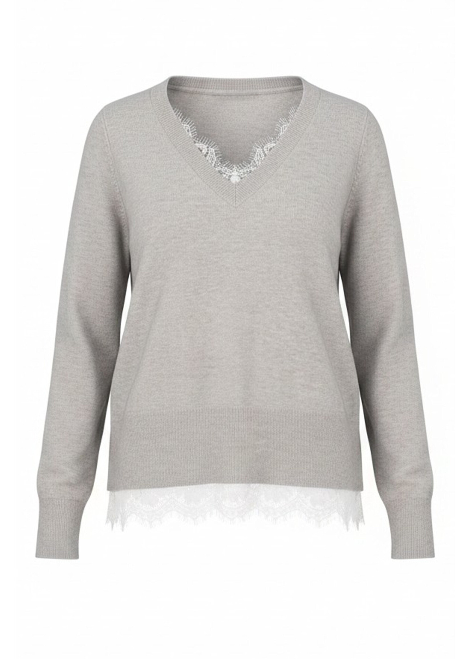 Liverpool LP Grey with Lace Trim Sweater