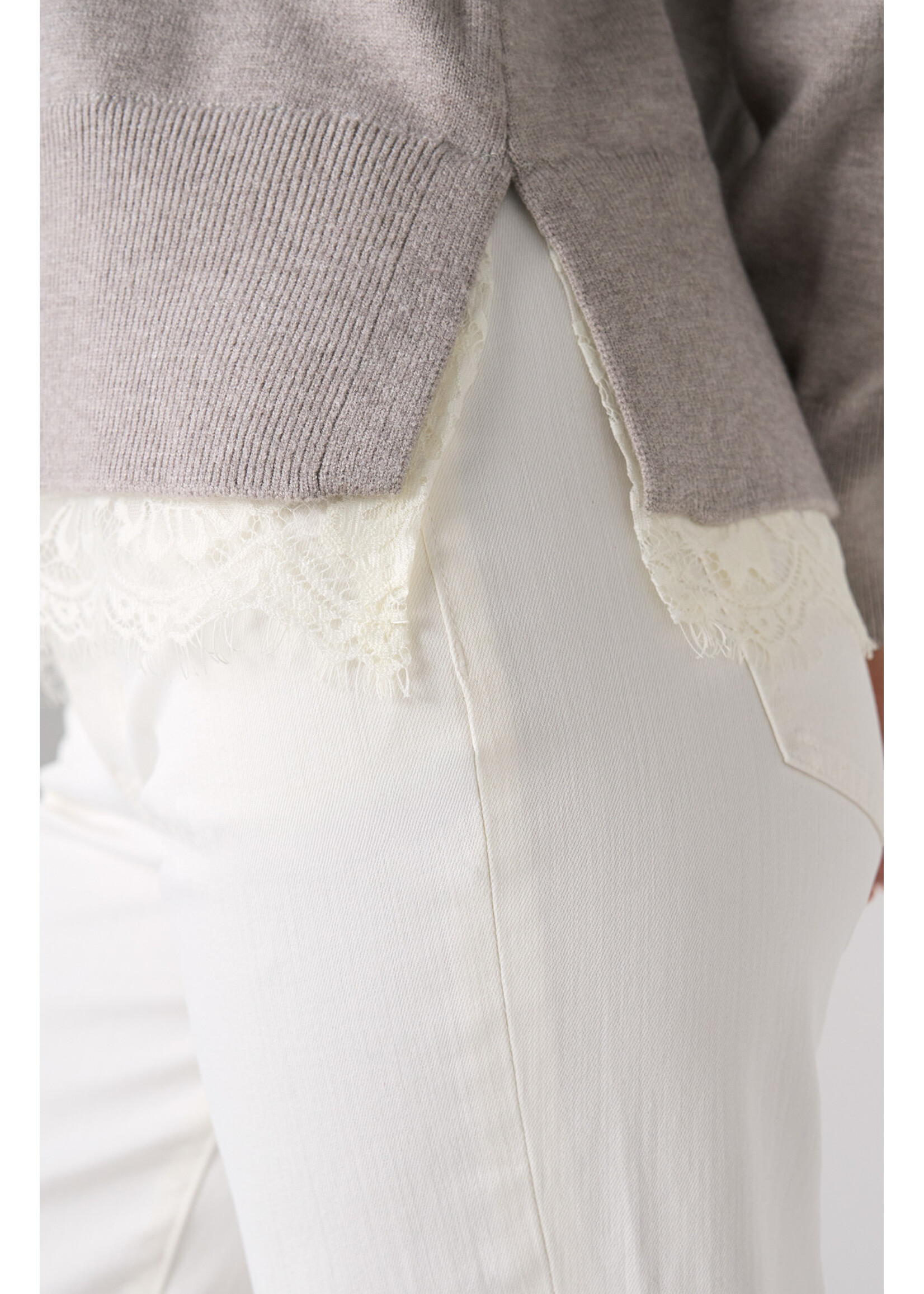Liverpool LP Grey with Lace Trim Sweater