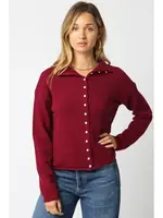 olivaceous Elisa Button-Up Knit Top