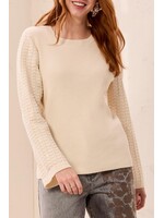Tribal Crew Neck Sweater w/Studded Slvs