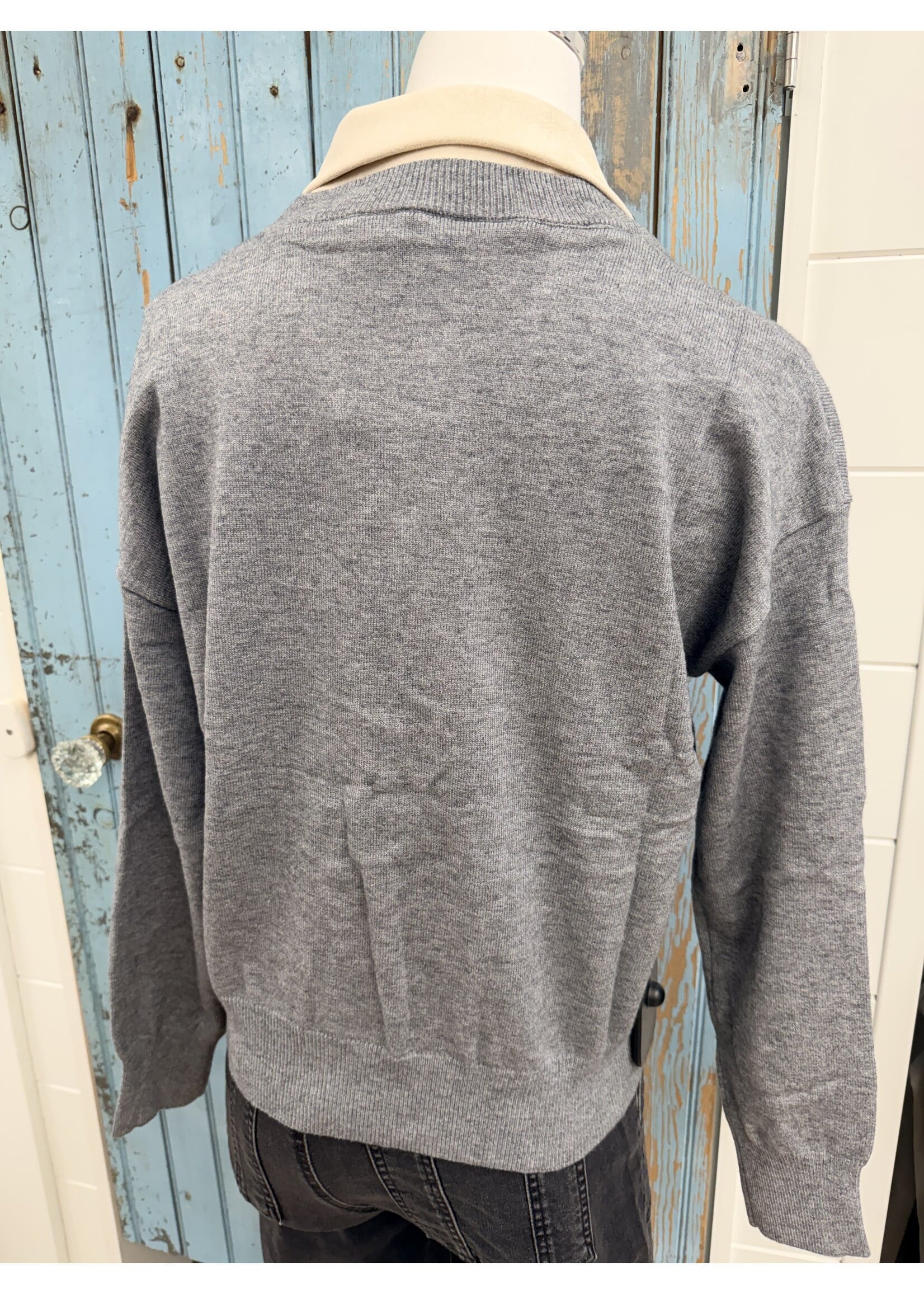 THML THML Grey Double Layer Knit Top