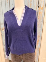 THML Navy Knit Collared Top