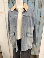 Hem & Thread Contrast Collared Engineer's Denim Jacket