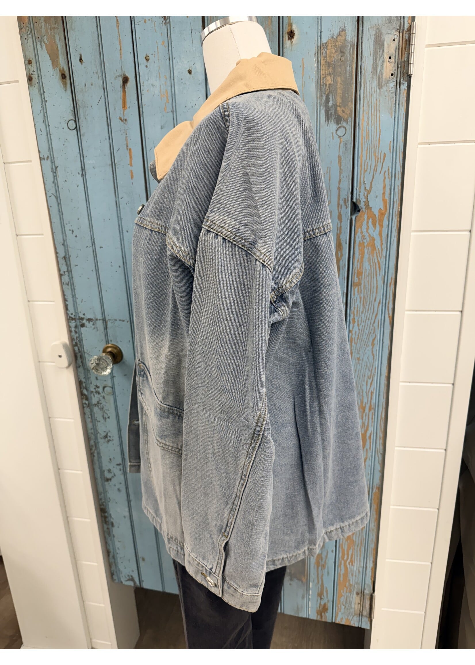 Hem & Thread HT Contrast Collared Engineer's Denim Jacket
