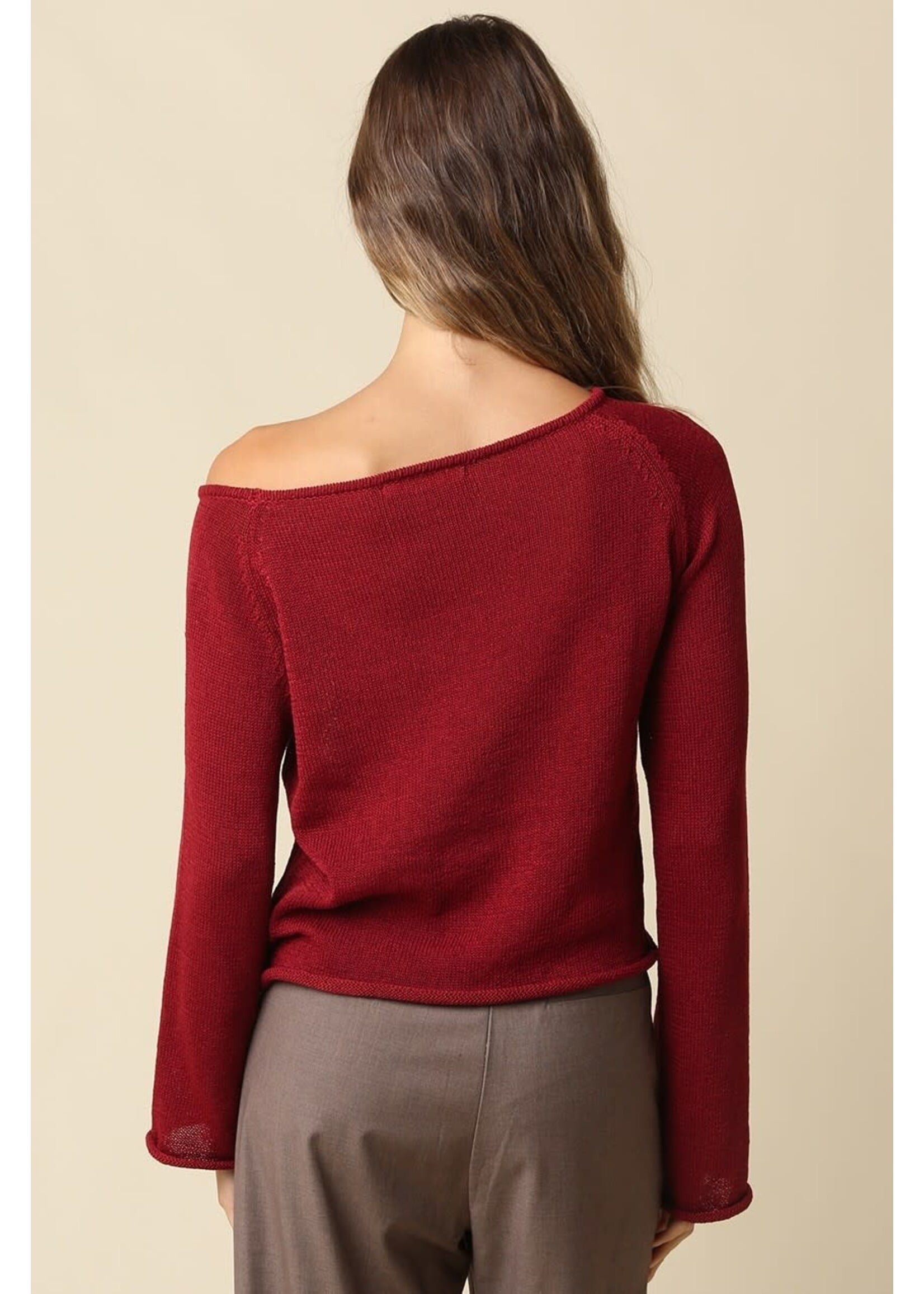 olivaceous O Laurel One Shoulder Knit Top