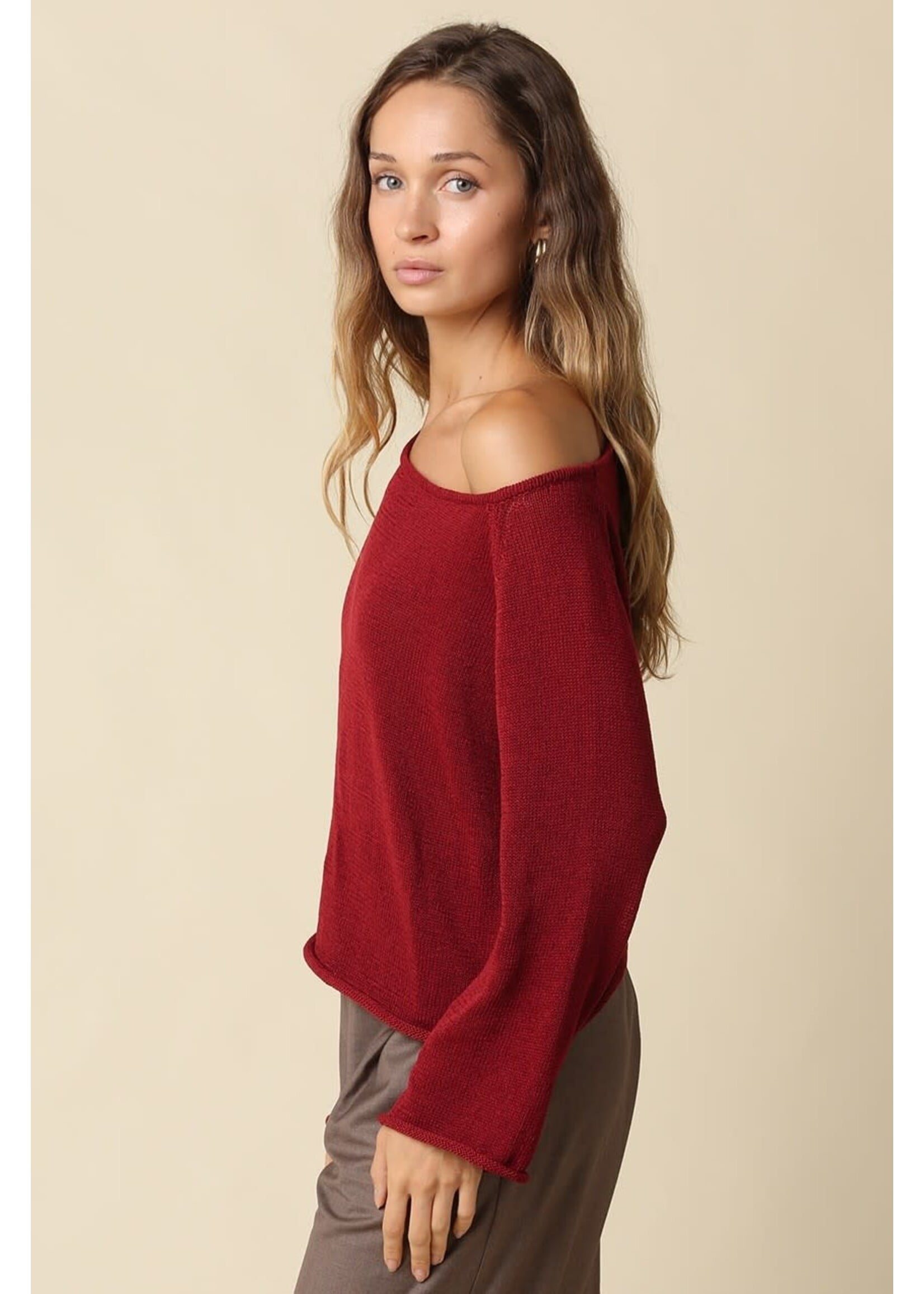 olivaceous O Laurel One Shoulder Knit Top