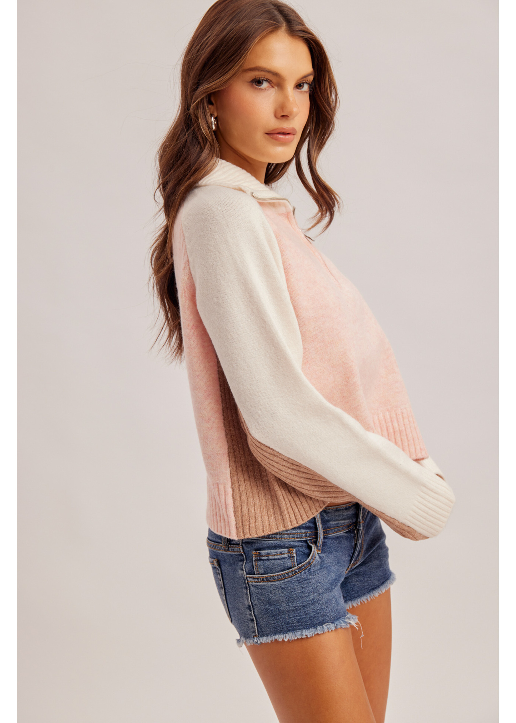 Hem & Thread HT Half Zip-Up High Neck Sweater