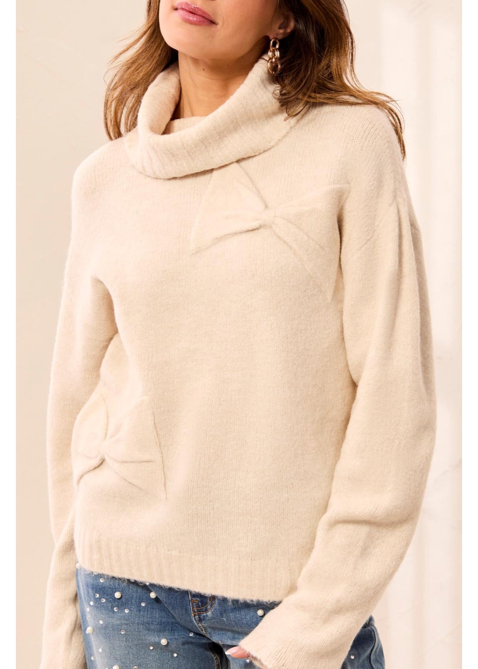 Tribal T Cream Bow Sweater