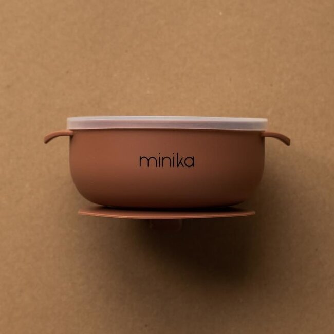 Minika Bol de silicone avec couvercle Cacao