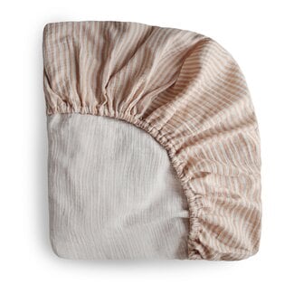 Mushie Drap contour de bassinette en mousseline Natural Stripe