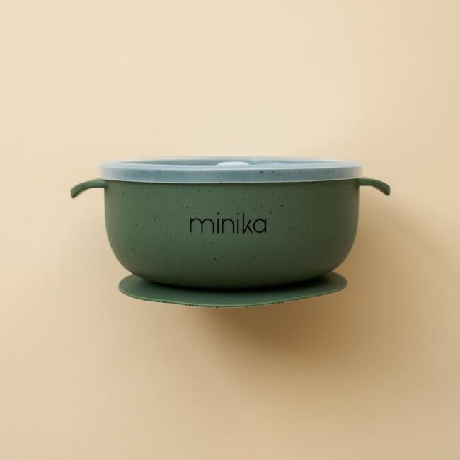 Minika Bol de silicone avec couvercle Leaf