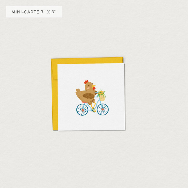 Mimosa Design Carte de souhaits Mini Poulette à bicyclette