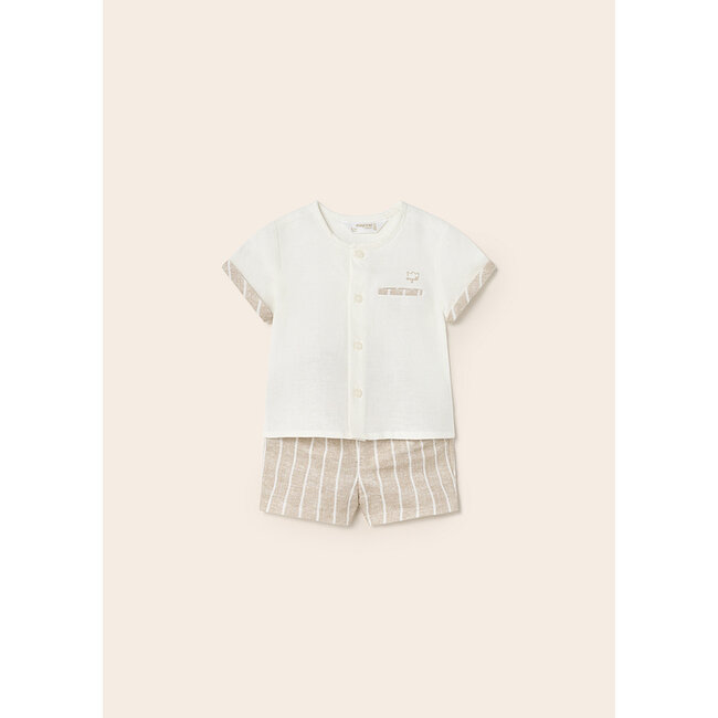 Mayoral Ensemble Chemise et Short Lin et rayures