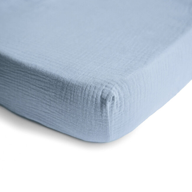 Mushie Drap contour de bassinette en mousseline Baby Blue