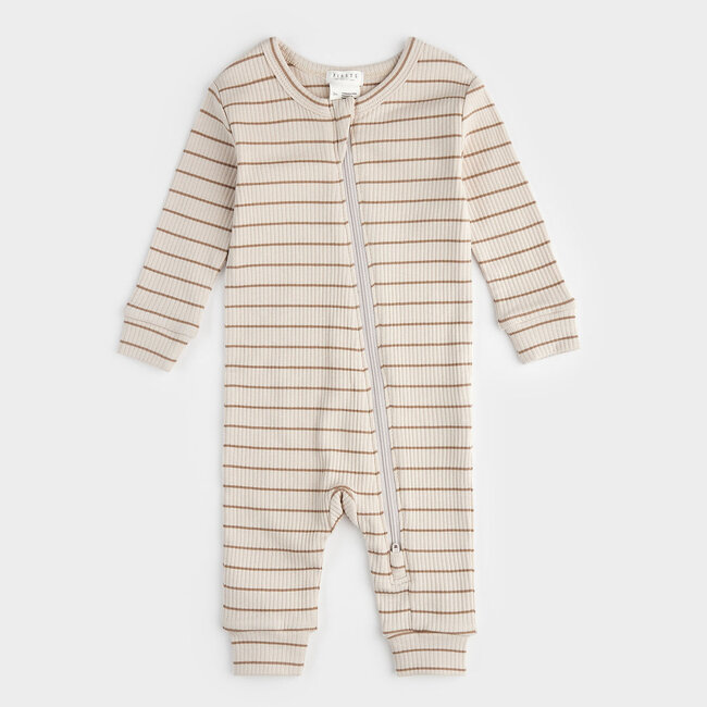 Petit Lem Romper en tricot côtèle ligné Dune